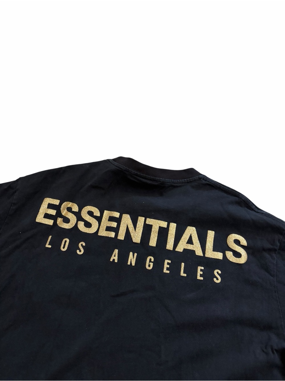 Essentials Fear of God Los Angeles Shirt Men’s Large Black Gold Shimmer